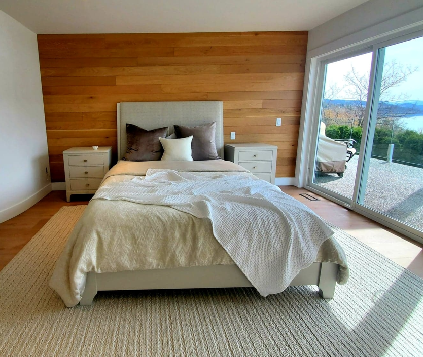 wood panel feature wall